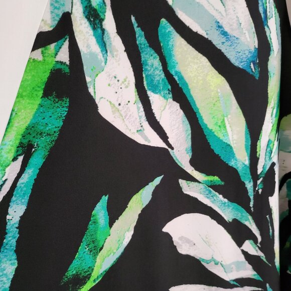 Chico's Floral Tropical Maxi Dress Palm Passion Green White Black Sleeves 1P - Picture 9 of 9